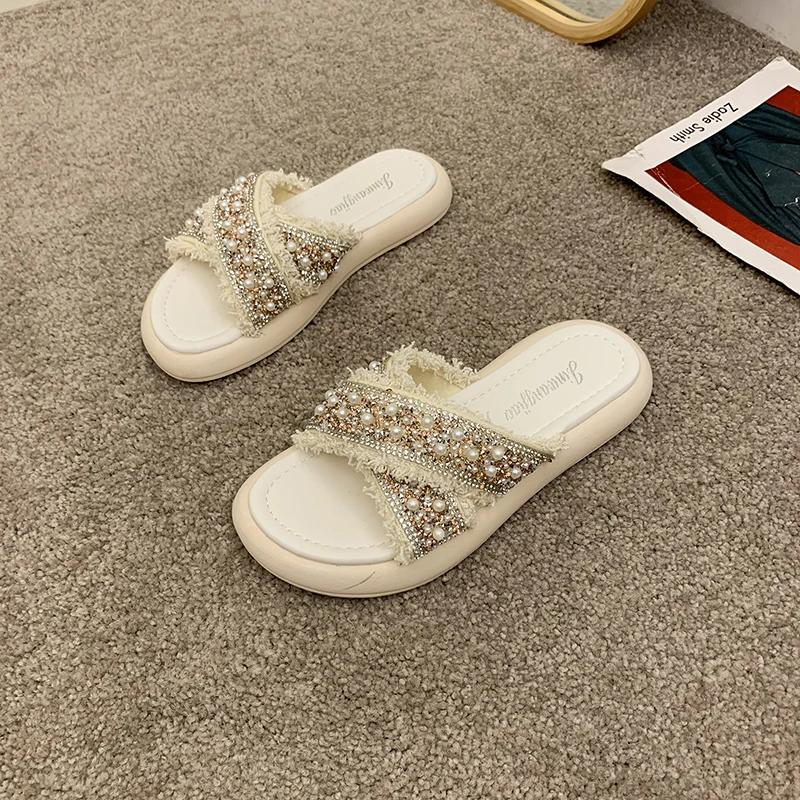 Fashion Tribe Pearl Rhinestone Slippers Women's Summer Outdoor Wear 2021 New All-Matching Women's Sandals
Fashion Tribe Pearl Rhinestone Slippers Women's Summer Outdoor Wear 2021 New All-Matching Women's Sandals