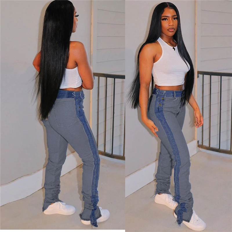 2020 Women Color Block Jeans Sexy High Waist Fringe Pencil Pants with Pockets Fashion Street Pants Ladies Jeans Denim Pants
2020 Women Color Block Jeans Sexy High Waist Fringe Pencil Pants with Pockets Fashion Street Pants Ladies Jeans Denim Pants