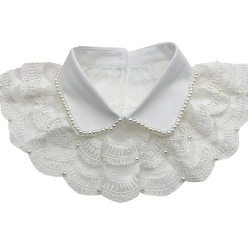 L5YA Women Layered Pleated Lace Fake Collar Shawl Vintage Pearl Beading Lapel Half Shirt Blouse Decorative Necklace Poncho 
L5YA Women Layered Pleated Lace Fake Collar Shawl Vintage Pearl Beading Lapel Half Shirt Blouse Decorative Necklace Poncho