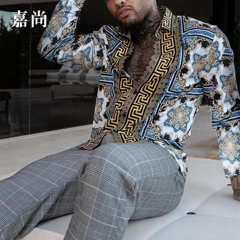 2021 Autumn New Men Vintage Oversized Shirt Ethnic Printed Turndown Collar Long Sleeve Shirts Hawaiian Striped Shirt Mens
2021 Autumn New Men Vintage Oversized Shirt Ethnic Printed Turndown Collar Long Sleeve Shirts Hawaiian Striped Shirt Mens
