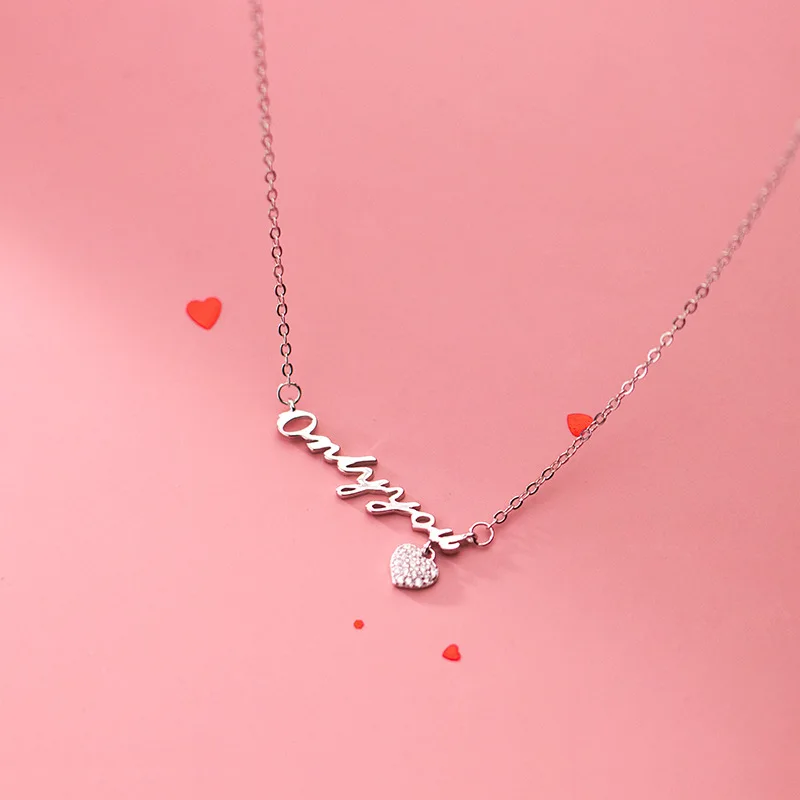 S925 Silver Necklace Simple Romantic English Diamond-Embedded Small Love Sweet Clavicle Chain
S925 Silver Necklace Simple Romantic English Diamond-Embedded Small Love Sweet Clavicle Chain