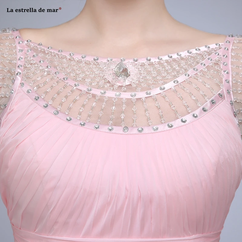 Pink bridesmaid dress chiffon crystal O-neck Line elegant wedding party gowns long vestido festa casamento custom
Pink bridesmaid dress chiffon crystal O-neck Line elegant wedding party gowns long vestido festa casamento custom
