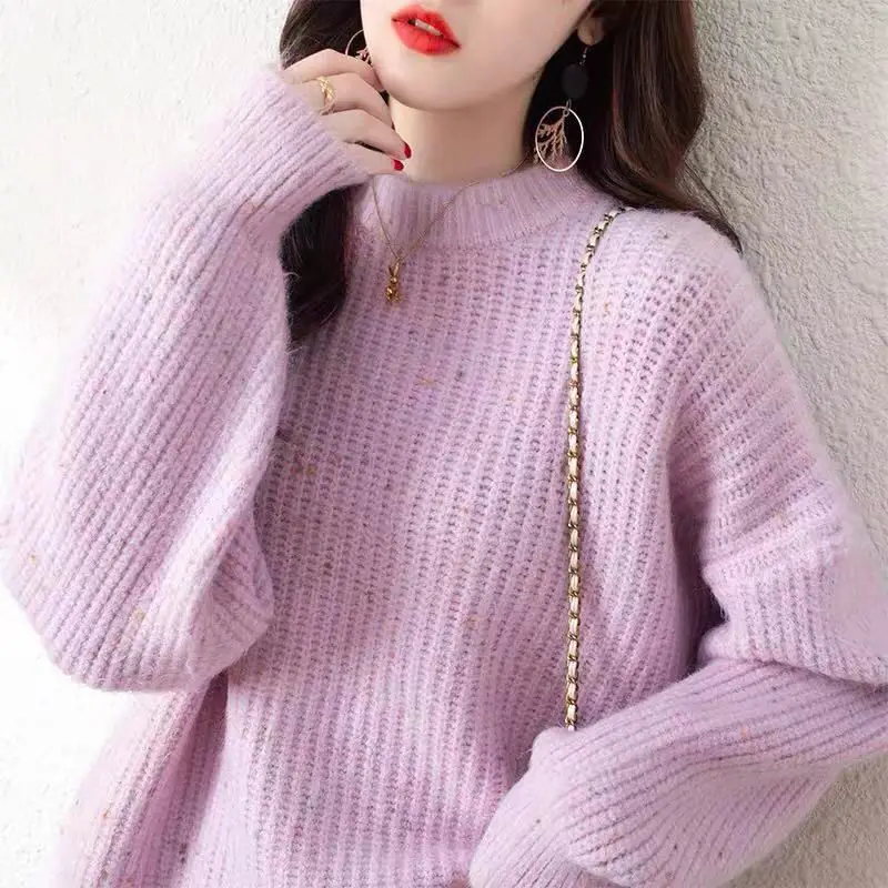 Женский осенне-зимний вязаный свитер свободного покроя с длинным рукавом 
Женский осенне-зимний вязаный свитер свободного покроя с длинным рукавом