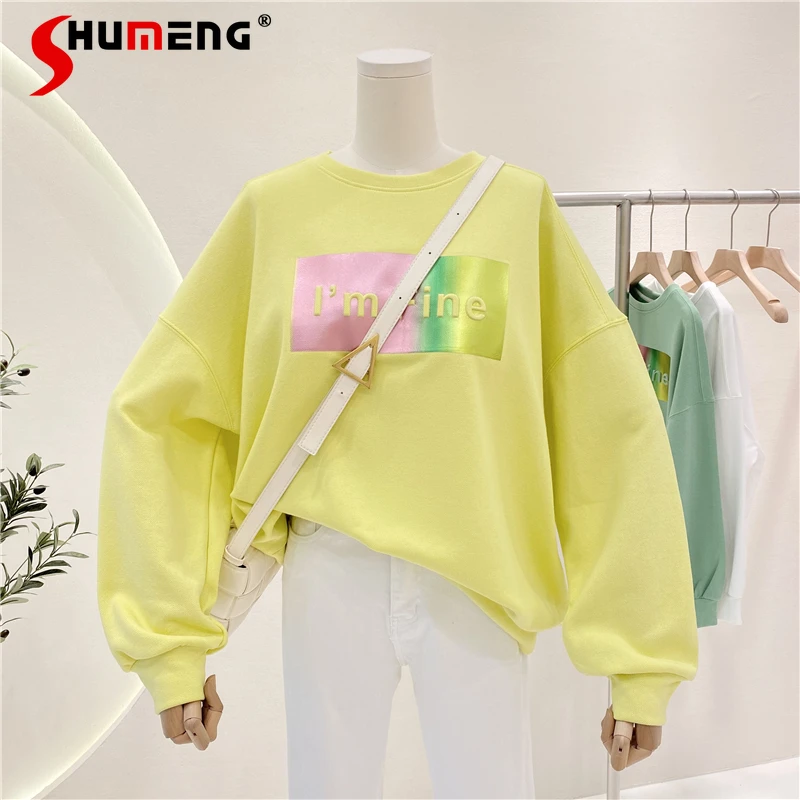 Women's Fashion Simple Sweatshirt 2021 Autumn New Letter Printing O-neck Pullover Top Ladies Casual Drop Sleeves Pullover Hoodie
Women's Fashion Simple Sweatshirt 2021 Autumn New Letter Printing O-neck Pullover Top Ladies Casual Drop Sleeves Pullover Hoodie