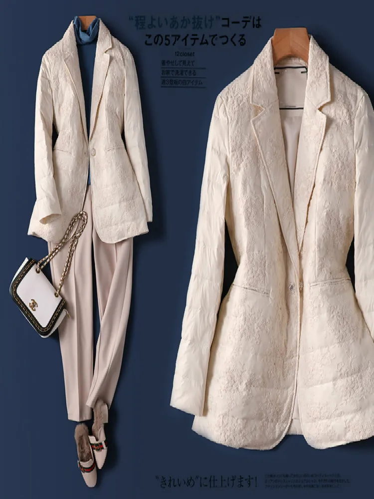 Jacket Designer Light Thin Down Women's Fashion Embroidery Luxurious Clothing Women Coats and Jackets Winter Covered Button
Jacket Designer Light Thin Down Women's Fashion Embroidery Luxurious Clothing Women Coats and Jackets Winter Covered Button