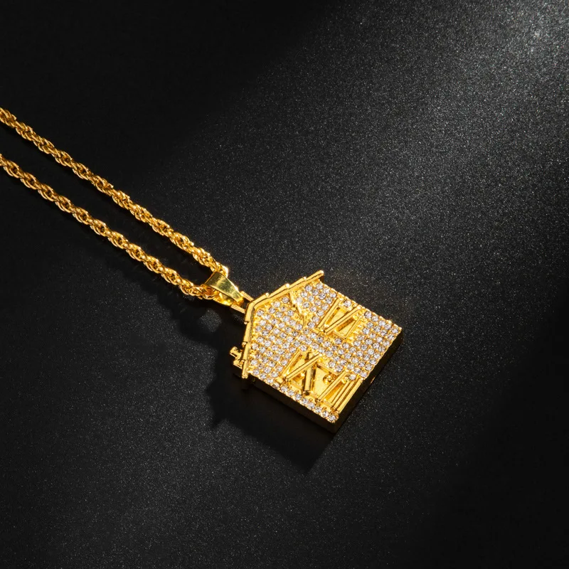 Hip Hop Bando Trap House Necklace Men's Pendant Bling Bling Micro-Inlaid Zircon Pendant Necklace with Rope Chain Jewelry
Hip Hop Bando Trap House Necklace Men's Pendant Bling Bling Micro-Inlaid Zircon Pendant Necklace with Rope Chain Jewelry