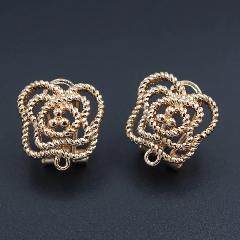 

1pair Filigree Flower Women Statement Earrings Connector Linkers DIY for Nigerian Hanging Dangle Earrings Modern Female Jewelry