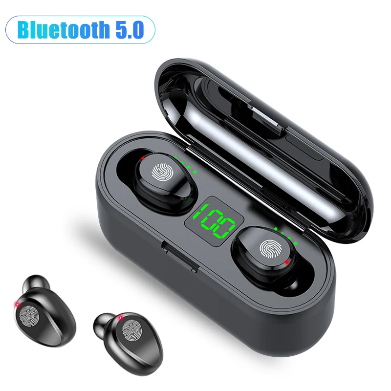 

TWS Bluetooth 5.0 Earphones 2000mAh Charging Box True Wireless Headphone 9D Stereo Waterproof Earbuds Headsets With Microphone