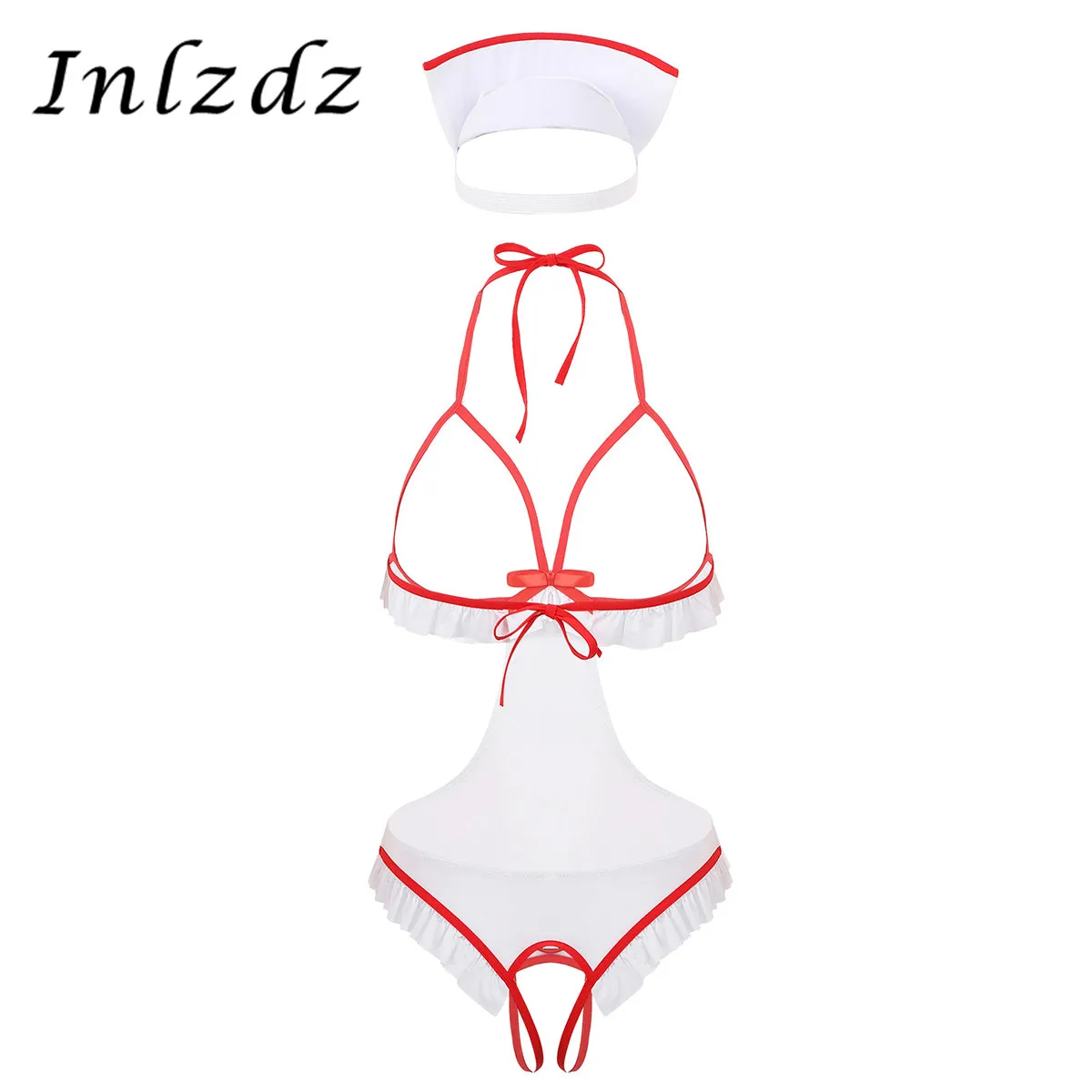 Womens Lingerie Naughty Nurse Cosplay Costumes Open Cups Crotchless Leotard Bodysuit with Headband Sexy Role Play Games Clothes
Womens Lingerie Naughty Nurse Cosplay Costumes Open Cups Crotchless Leotard Bodysuit with Headband Sexy Role Play Games Clothes
