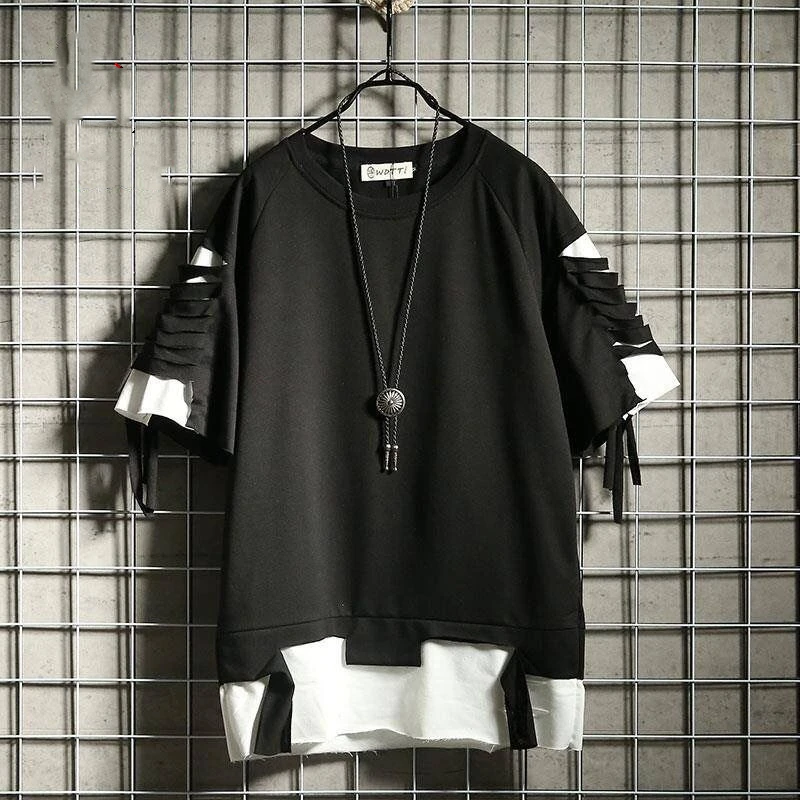 2022 Oversized T Shirt Streetwear Ripped Hole Vintage Hip Hop T Shirt False two Loose Short sleeve Summer
2022 Oversized T Shirt Streetwear Ripped Hole Vintage Hip Hop T Shirt False two Loose Short sleeve Summer
