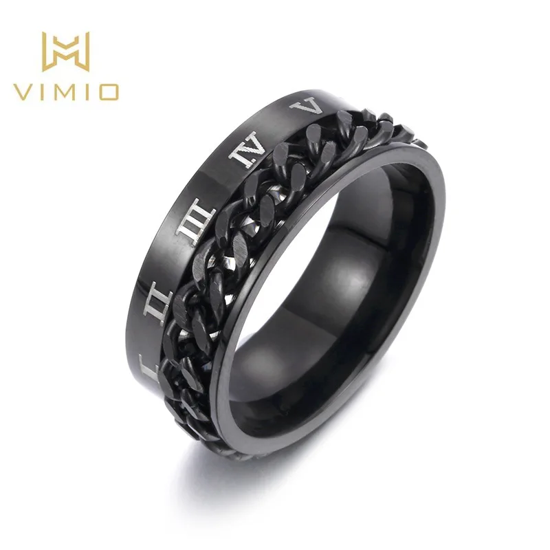 VIMIO Men's 8MM Stainless Steel Spinner Chain Worry Ring Roman Number Meditation Band Gold Black Male Jewelry Anel Aneis
VIMIO Men's 8MM Stainless Steel Spinner Chain Worry Ring Roman Number Meditation Band Gold Black Male Jewelry Anel Aneis