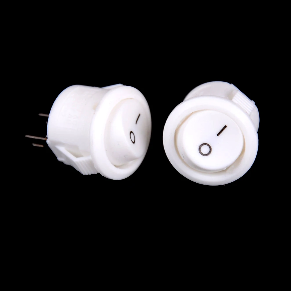 

10Pcs/set 16mm Diameter Small Round White Boat Rocker Switches Mini 2 Pin ON-OFF Rocker Switch 3A/250V