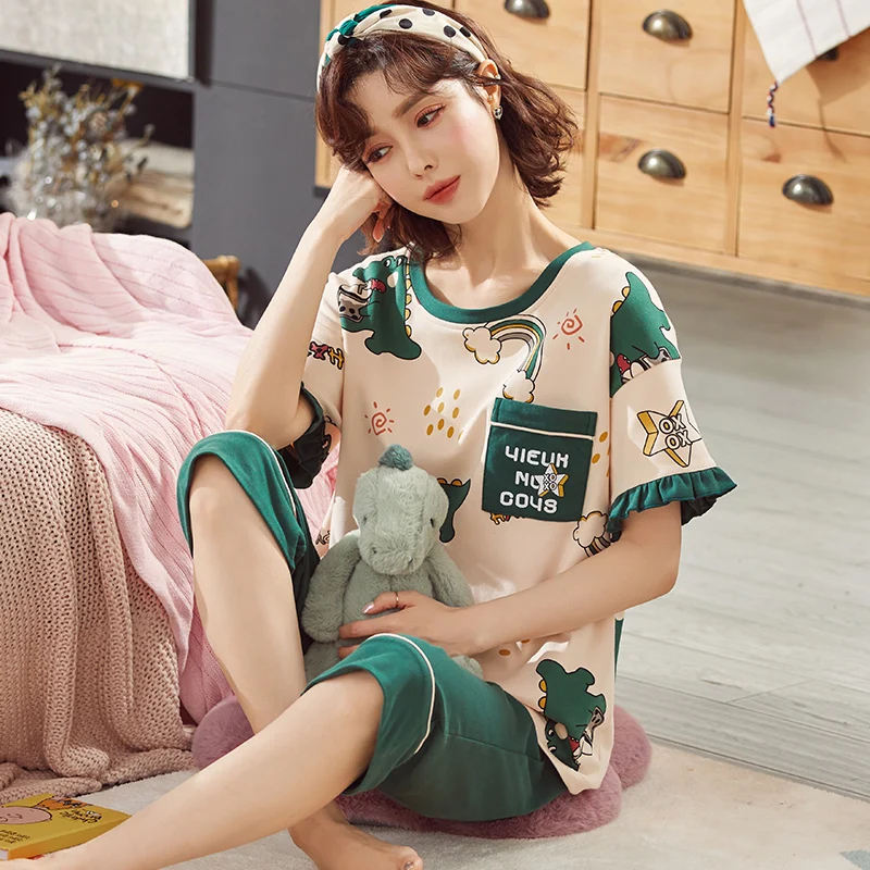 Новое поступление, Женская домашняя одежда, весенне-летний женский пижамный комплект с коротким рукавом, брюки, комплекты пижам, хлопковая ...
Новое поступление, Женская домашняя одежда, весенне-летний женский пижамный комплект с коротким рукавом, брюки, комплекты пижам, хлопковая ...