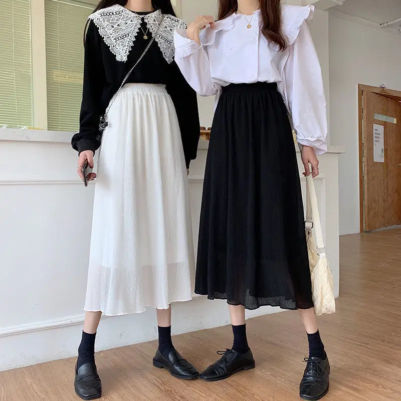 Chiffon Skirt female 2021 new summer ins super fairy student high waist slim white medium length A-line skirt
Chiffon Skirt female 2021 new summer ins super fairy student high waist slim white medium length A-line skirt