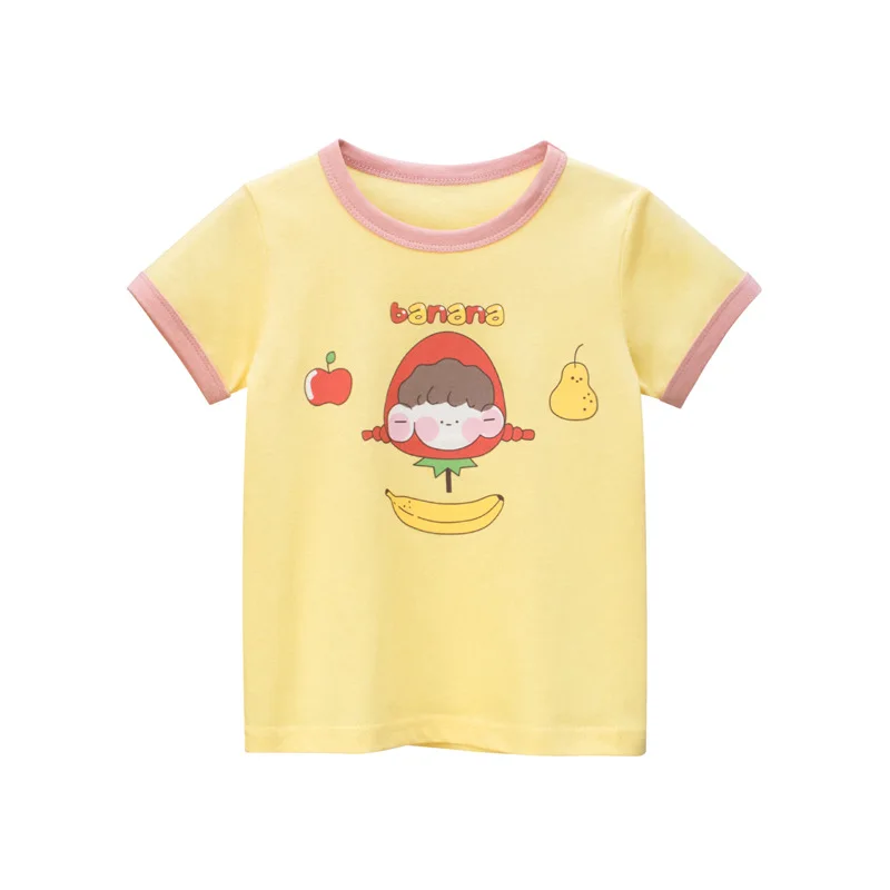 Летняя футболка для маленьких девочек, детские хлопковые топы с милым мультяшным круглым вырезом и короткими рукавами, Детская уютная блуз... 
Летняя футболка для маленьких девочек, детские хлопковые топы с милым мультяшным круглым вырезом и короткими рукавами, Детская уютная блуз...