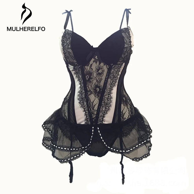 Sexy Lace Patchwork Embroidery Corsets Women Nighties Sling Hollow Stitching Mash Sleepwear Female Bustier Backless Sleeveless 
Sexy Lace Patchwork Embroidery Corsets Women Nighties Sling Hollow Stitching Mash Sleepwear Female Bustier Backless Sleeveless