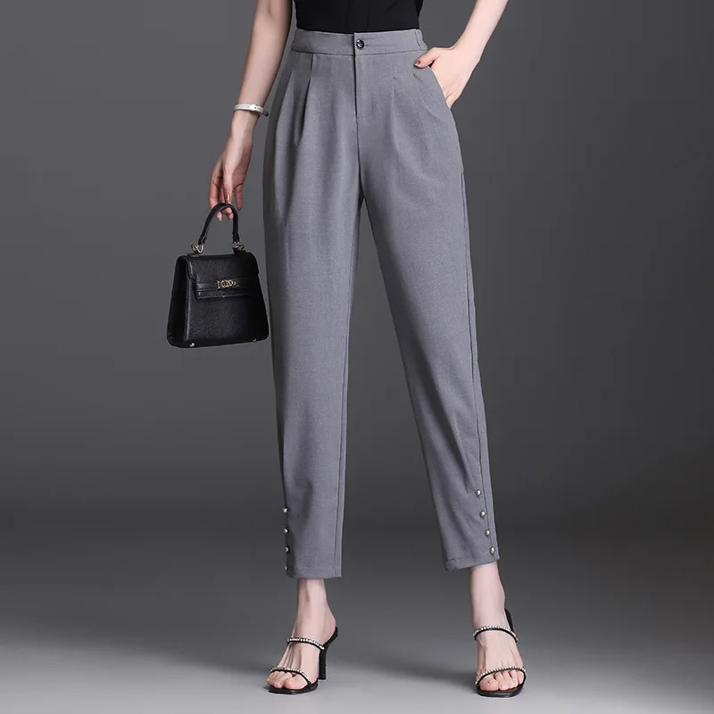 Office Lady Elegant Fashion Gray Suit Pants Summer Women High Waisted Slim Casual Formal Black Harem Trousers 2103
Office Lady Elegant Fashion Gray Suit Pants Summer Women High Waisted Slim Casual Formal Black Harem Trousers 2103