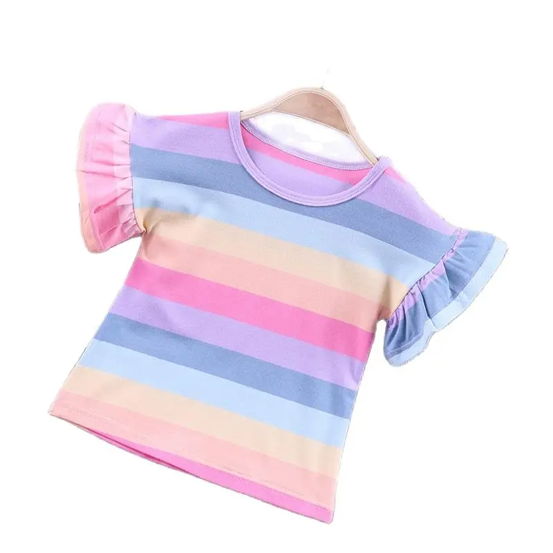 Новинка 2022, Стильная летняя рубашка из чистого хлопка в Корейском стиле, футболка с коротким рукавом для девочек, детский Радужный Топ P1055 
Новинка 2022, Стильная летняя рубашка из чистого хлопка в Корейском стиле, футболка с коротким рукавом для девочек, детский Радужный Топ P1055