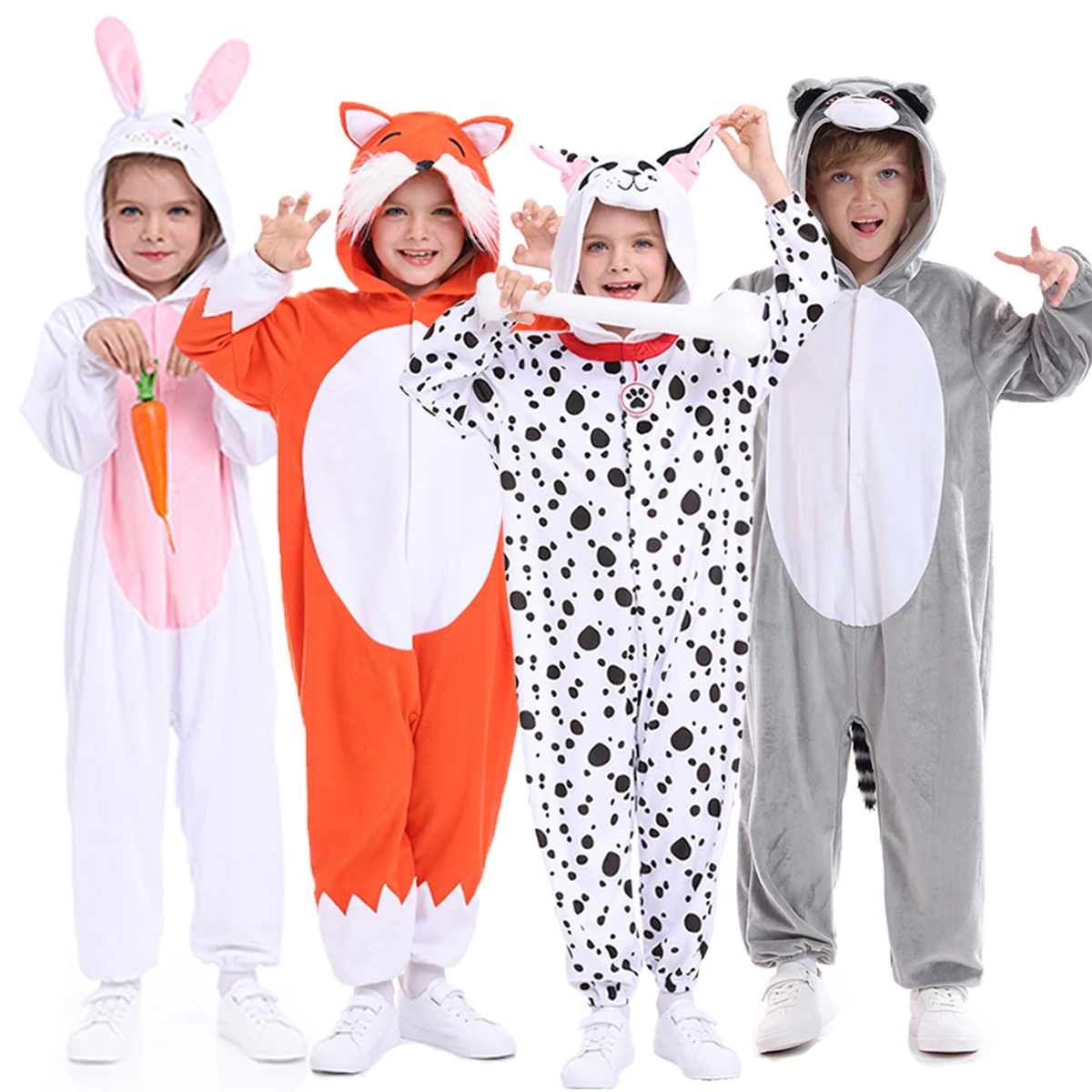 

Animal Kigurumi Onesie Boy Girl Halloween 101 Dalmatians Animals Costume Fox Dog Rabbit Jumpsuit Pajamas For Kids Easter
