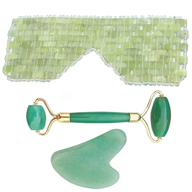 Green Aventurine Jade Eye Mask Face Massager Jade Roller Guasha Set Eye Massager Therapy Jade Stone Facial Massager Scraper
Green Aventurine Jade Eye Mask Face Massager Jade Roller Guasha Set Eye Massager Therapy Jade Stone Facial Massager Scraper