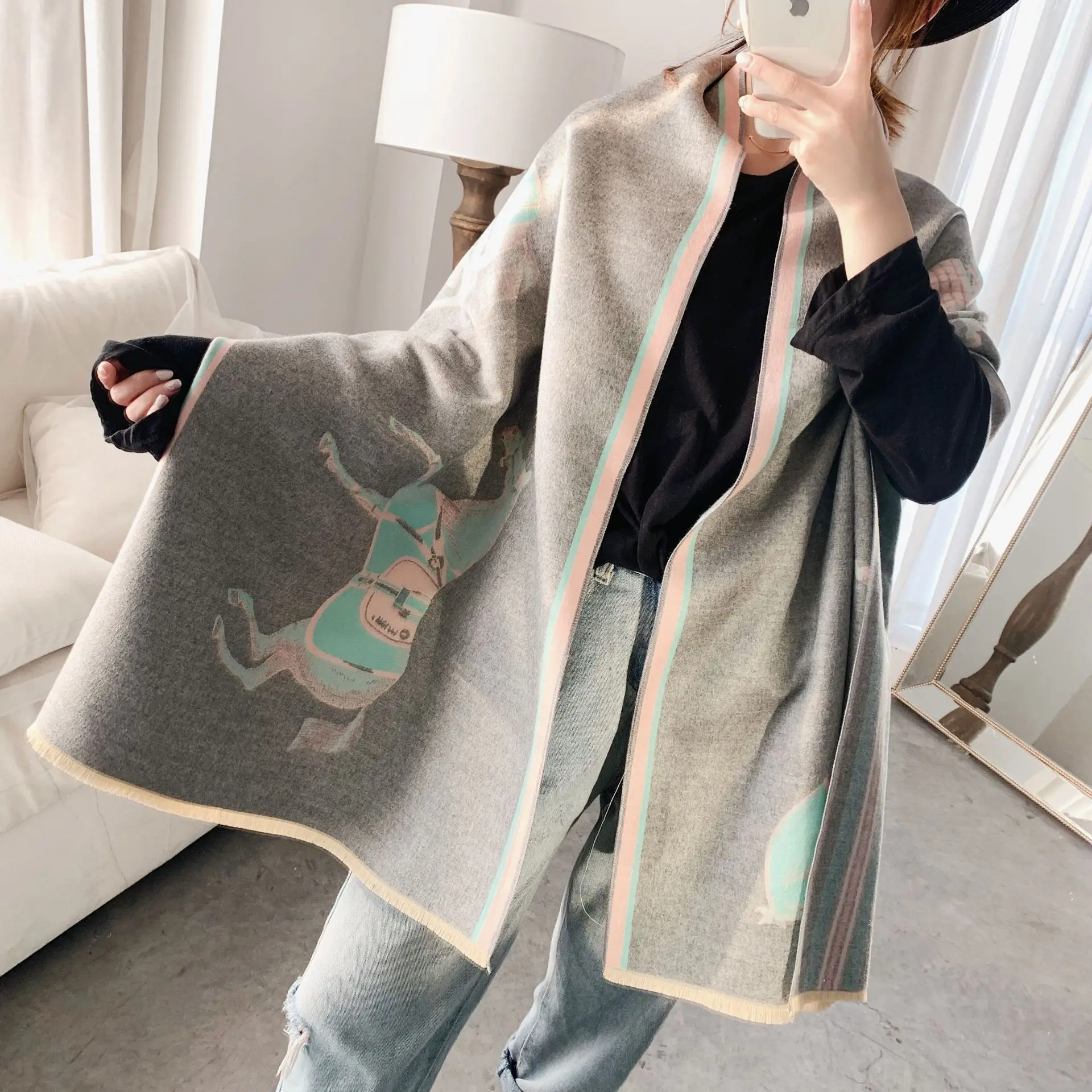 2020 New Cashmere Scarf Autumn and Winter Cute Hipster Horse Scarf Shawl 
2020 New Cashmere Scarf Autumn and Winter Cute Hipster Horse Scarf Shawl