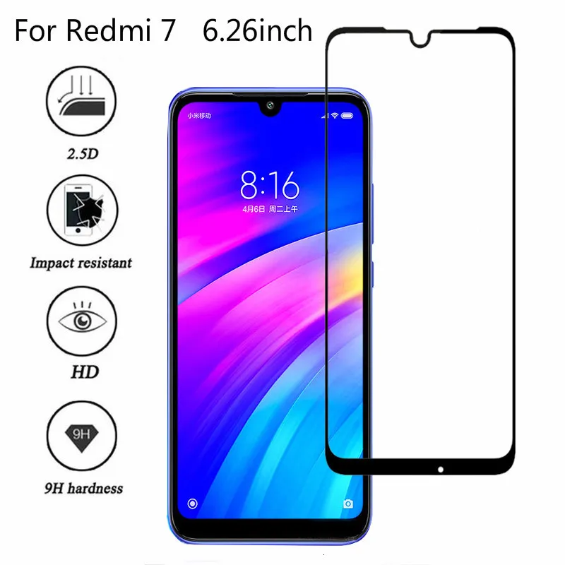 Закаленное стекло с полным покрытием для xiaomi redmi 7 Защитное 7a защита экрана redmi7 a a7