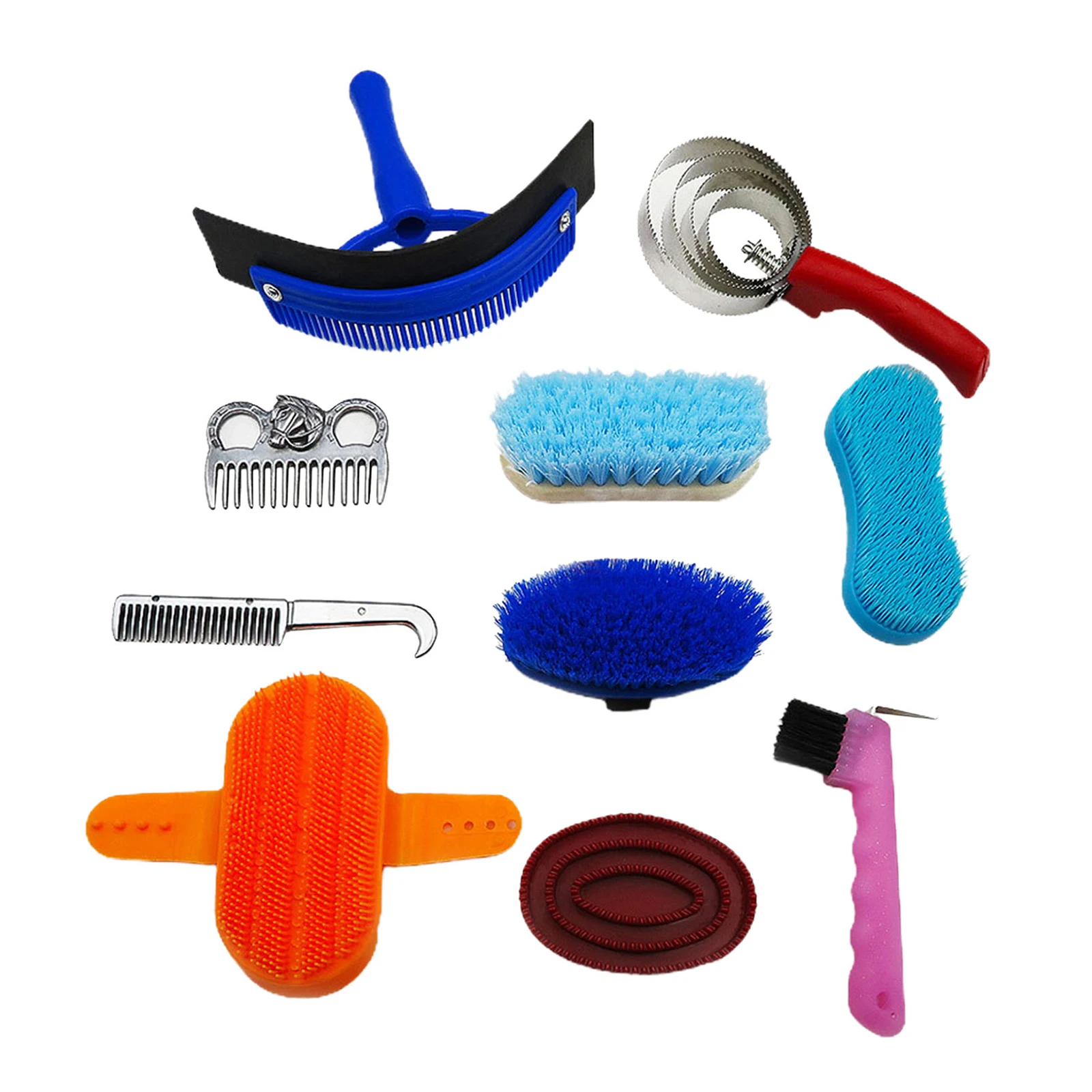 10pcs Horse Grooming Kits Portable Sweat Scraper Cleaning Curry Comb Cleaner 
10pcs Horse Grooming Kits Portable Sweat Scraper Cleaning Curry Comb Cleaner