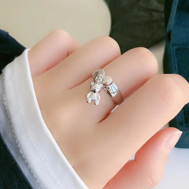 Модное кольцо в Корейском стиле с милым мультяшным мини-медведем для женщин