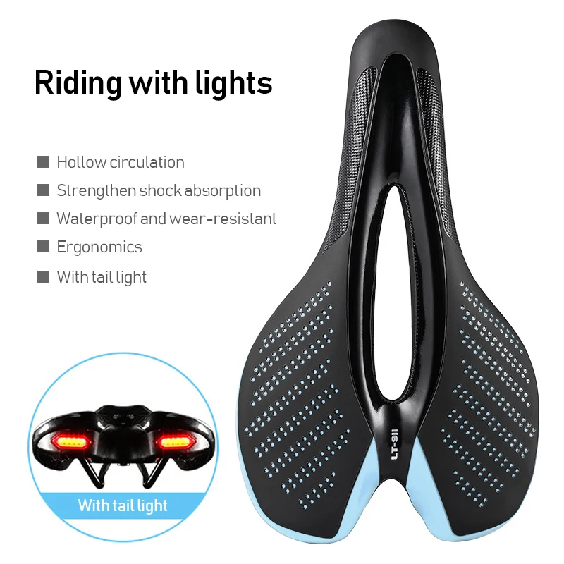 Ergonomics Bicycle Saddle Mountain Bike Road Bike Seat With USB Rechargeable Warning Taillight Shock Absorption Cycling Saddle
Ergonomics Bicycle Saddle Mountain Bike Road Bike Seat With USB Rechargeable Warning Taillight Shock Absorption Cycling Saddle