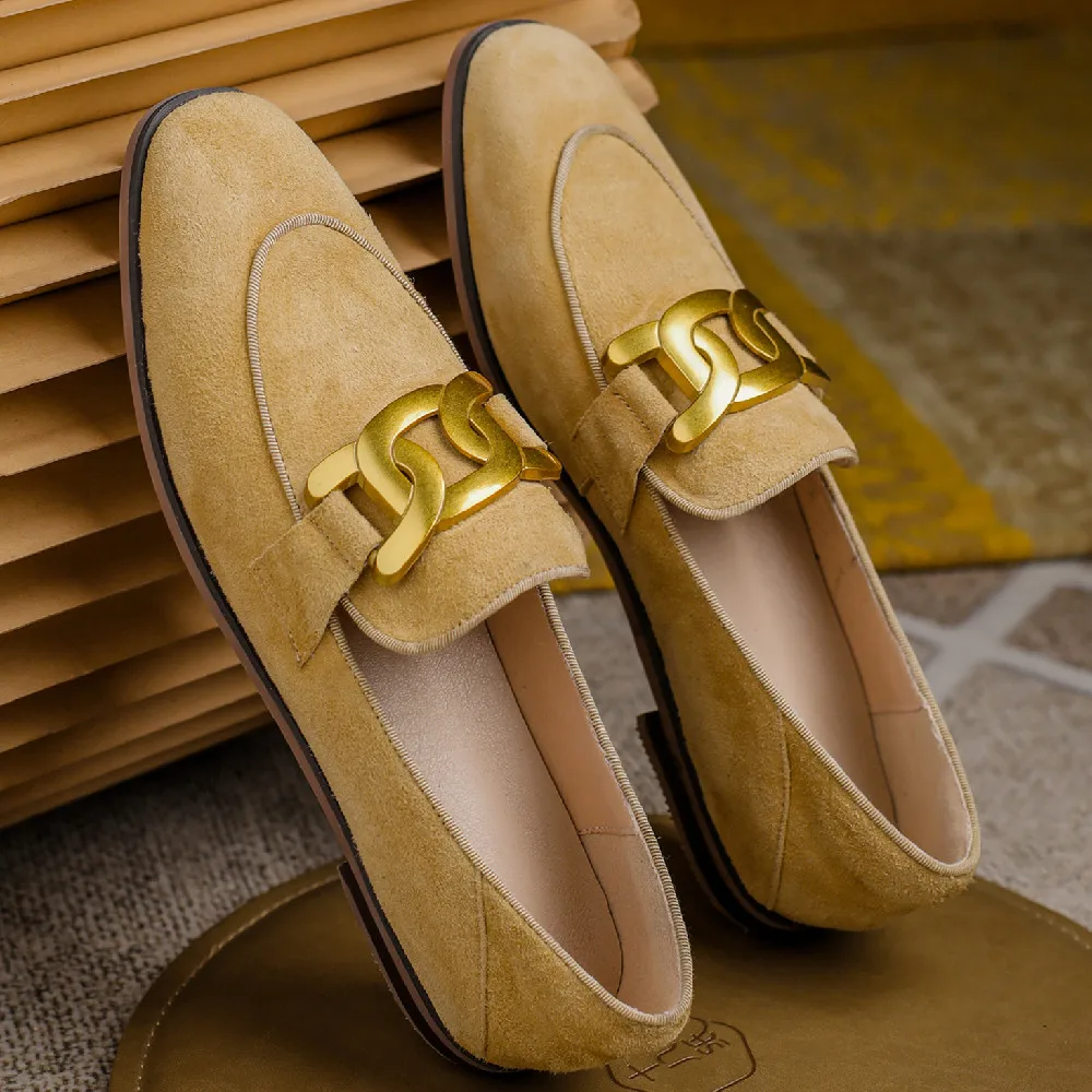 Women's natural suede leather square toe slip-on flats loafers leisure soft comfortable chain decoration casual moccasins shoes
Women's natural suede leather square toe slip-on flats loafers leisure soft comfortable chain decoration casual moccasins shoes