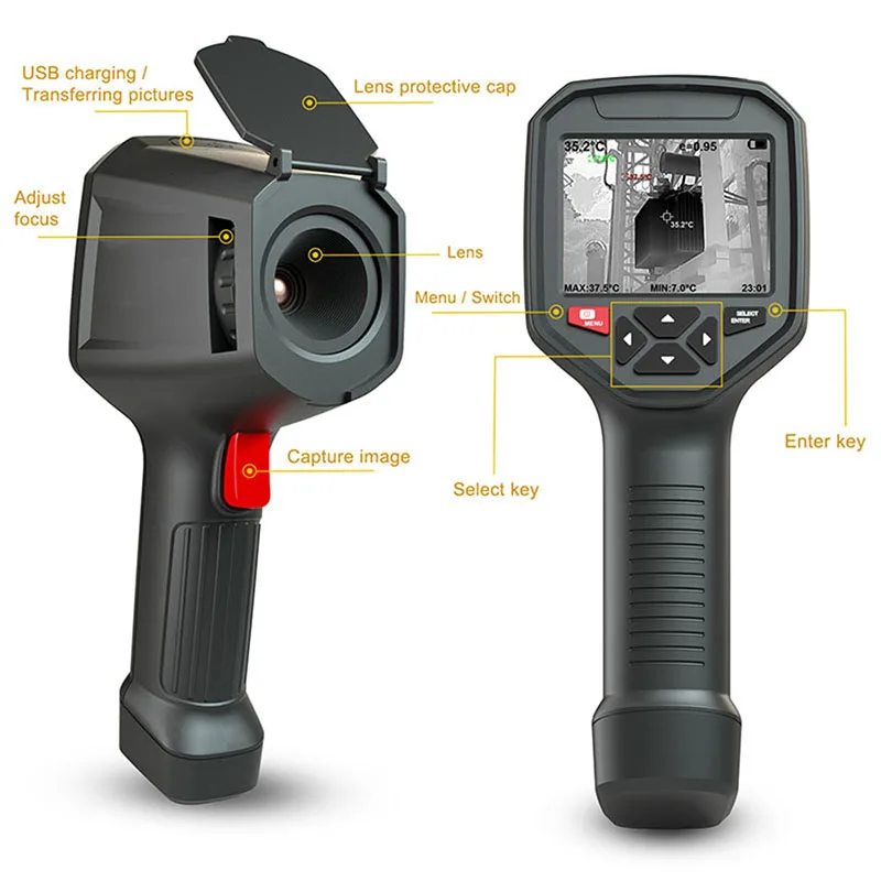 HTI Thermal Camera New 2019 HT-A9 Thermal Infrared Pixel 76800 LCD Resolution 640*480 with Wifi Household Thermometers Away 50m
HTI Thermal Camera New 2019 HT-A9 Thermal Infrared Pixel 76800 LCD Resolution 640*480 with Wifi Household Thermometers Away 50m