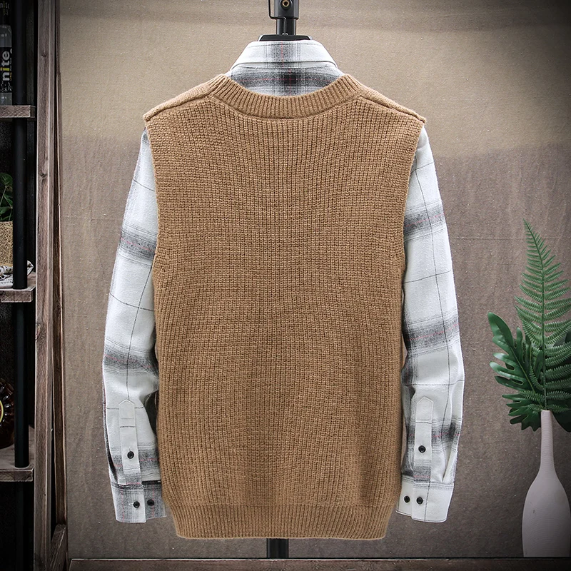 Single Road Mens Knitted Sweater Vest Men 2020 Winter Sleeveless Jumper Sweaters Harajuku O-neck Korean Style Grey Sweater Men 
Single Road Mens Knitted Sweater Vest Men 2020 Winter Sleeveless Jumper Sweaters Harajuku O-neck Korean Style Grey Sweater Men