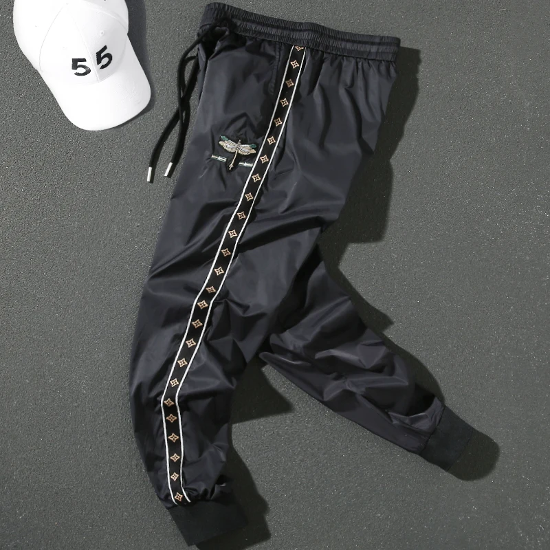 Ice Silk Casual Pants Men's Summer Thin Black Elastic Waistband Lace-up Ankle Banded Pants Dragonfly Embroidered Versatile
Ice Silk Casual Pants Men's Summer Thin Black Elastic Waistband Lace-up Ankle Banded Pants Dragonfly Embroidered Versatile