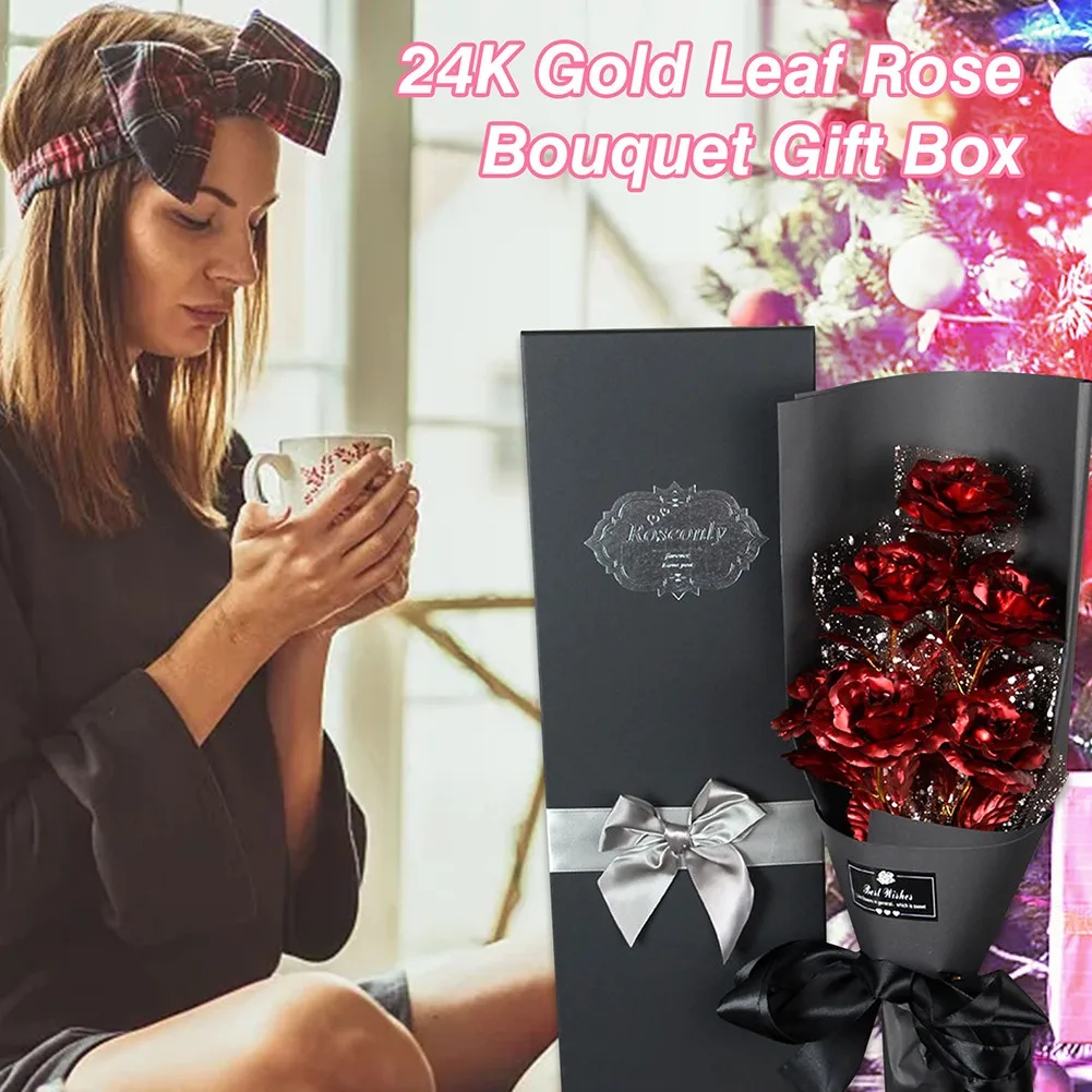 24K Foil Plated Gold Rose Bouquet Proposal Gift Flowers Box Wedding Decor Valentine Day Creative Gift Golden Rose Drop-Shipping
24K Foil Plated Gold Rose Bouquet Proposal Gift Flowers Box Wedding Decor Valentine Day Creative Gift Golden Rose Drop-Shipping