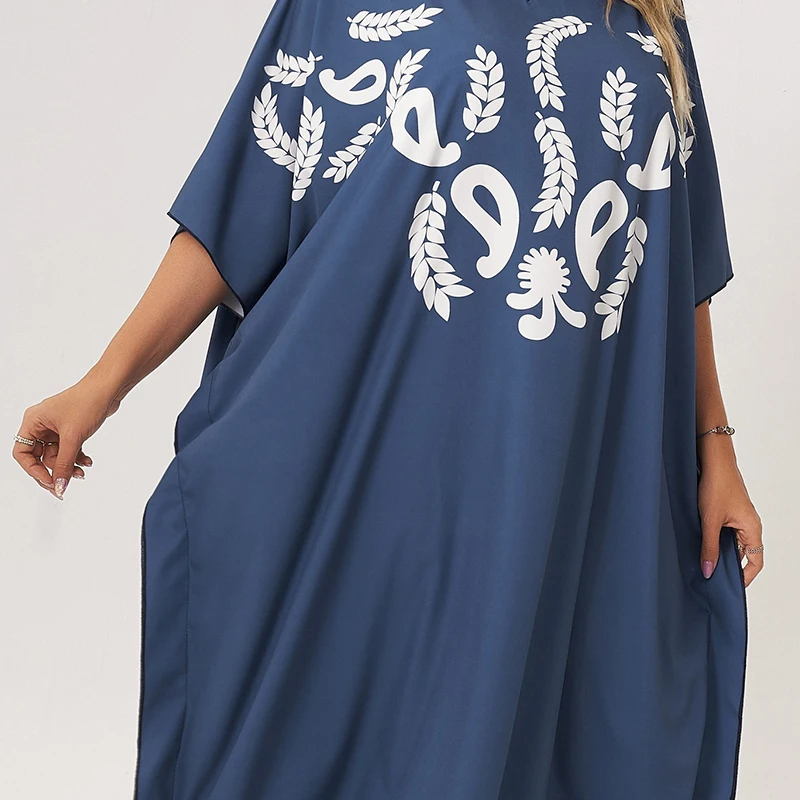 New Summer Dress Women 2021 Plus Size Blue Bat Half Sleeve Leaves Floral Print V-neck Loose Casual Holiday Maxi Dresses Robes
New Summer Dress Women 2021 Plus Size Blue Bat Half Sleeve Leaves Floral Print V-neck Loose Casual Holiday Maxi Dresses Robes