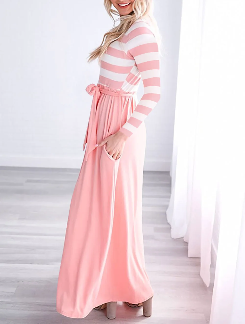 spring autumn casual patchwork striped long sleeve new dresses ankle length o-neck slim bow female dresses
spring autumn casual patchwork striped long sleeve new dresses ankle length o-neck slim bow female dresses