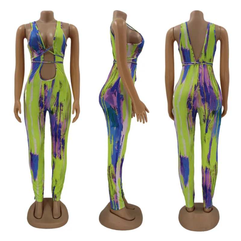 Echoine Colorful Tie Dye Print Sexy Jumpsuit Women Wrap Lace Up Bandage Rompers Elegant Skinny Sleeveless Overalls Streetwear
Echoine Colorful Tie Dye Print Sexy Jumpsuit Women Wrap Lace Up Bandage Rompers Elegant Skinny Sleeveless Overalls Streetwear