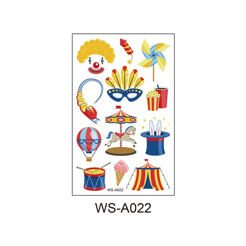 Tattoos Sticker for Kids Cute Fake Tattoo Waterproof Halloween Birthday Party Stickers Circus Clown Funny Cartoon Pattern | Красота и