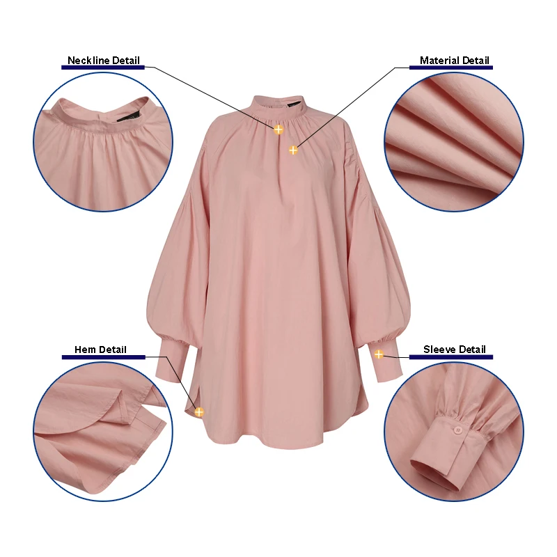 ZANZEA 2021 Fashion Pleated Shirts Women's Back Split Blouse Casual Puff Sleeve Blusas Female Solid Spring Tops Tunic Plus Size