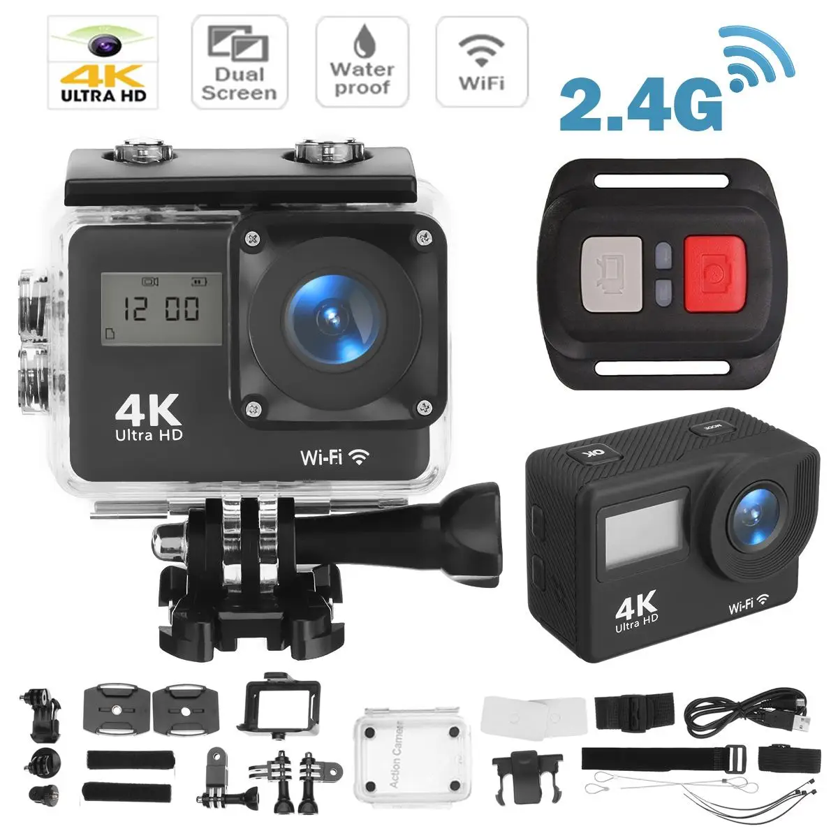 Action Camera 12MP Ultra HD 4K WiFi Remote Control Sports Video Recording Camcorder DVR DV go Waterproof pro Mini Helmet Camera
Action Camera 12MP Ultra HD 4K WiFi Remote Control Sports Video Recording Camcorder DVR DV go Waterproof pro Mini Helmet Camera