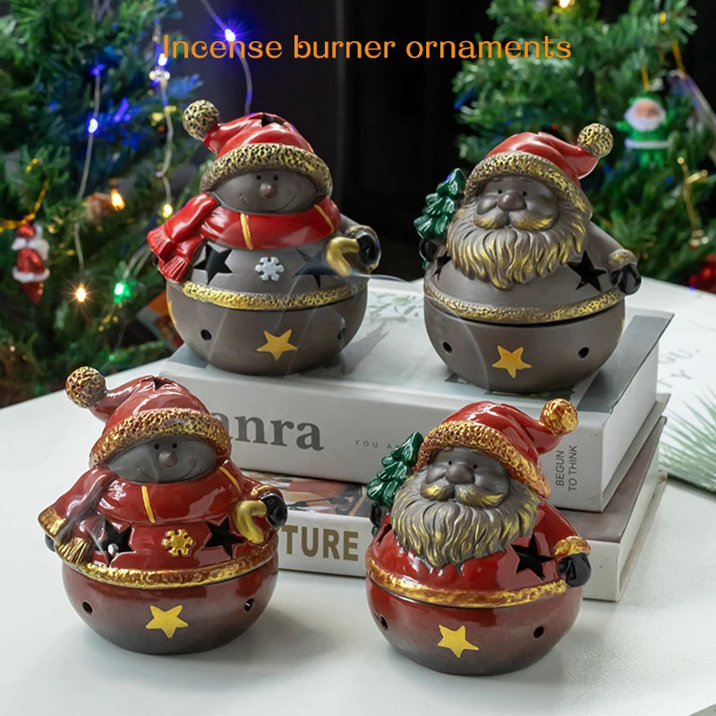 

Ceramic Santa Claus Shape Coil Incense Burner Hollow Cover Sandalwood Incense Holder Cone Incense Burner Aromatherapy Censer