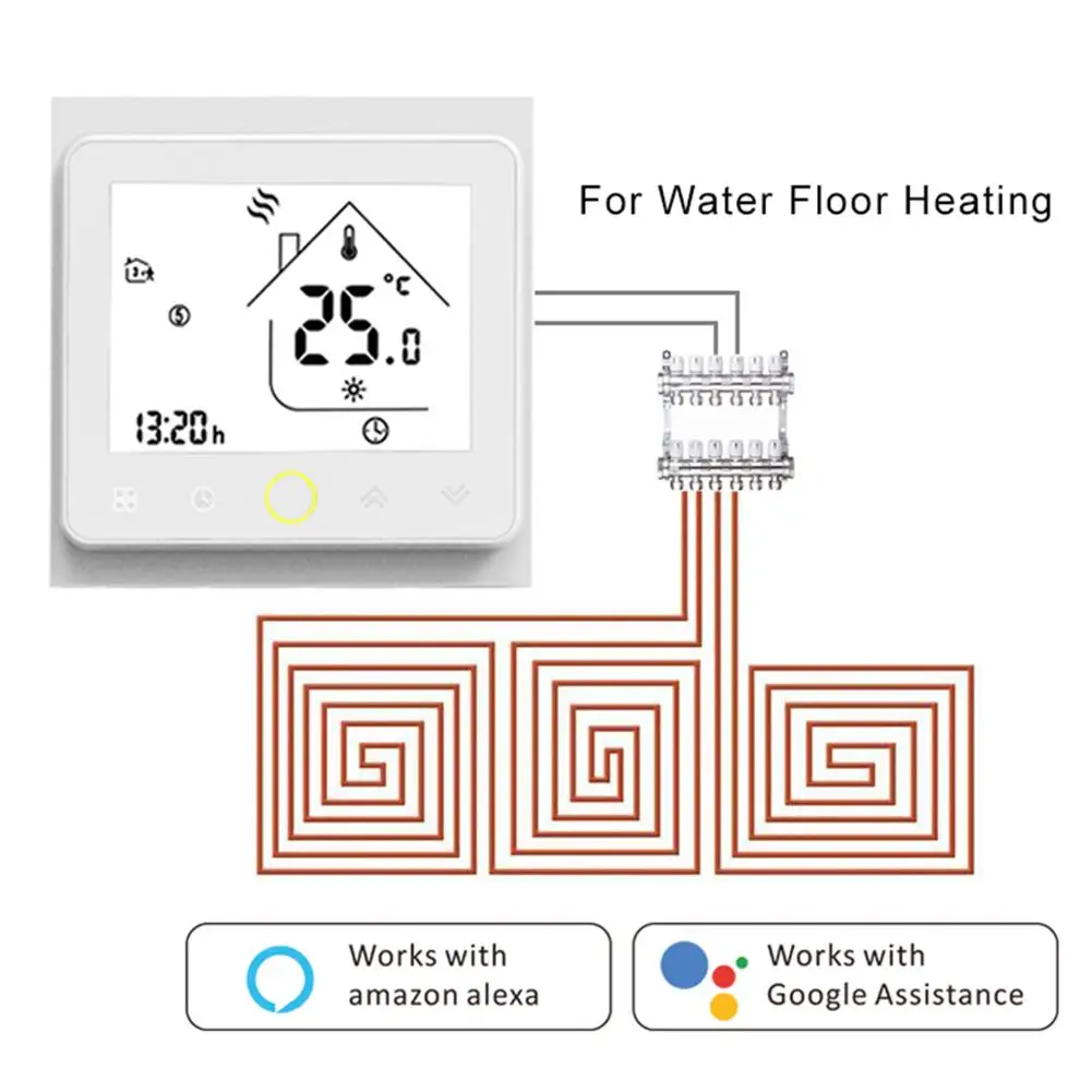 WiFi Thermostat Temperature Controller LCD Touch Screen Backlight for Electric Heating Works with Alexa Google Home 5A
WiFi Thermostat Temperature Controller LCD Touch Screen Backlight for Electric Heating Works with Alexa Google Home 5A