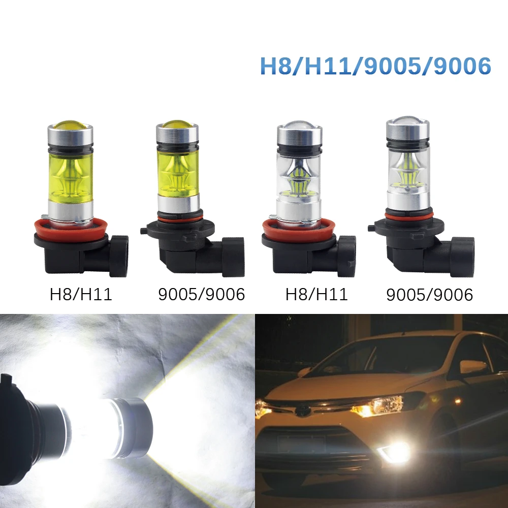 2 шт. 2835 100 Вт Автомобильный светодиодный Противотуманные фары H8 H11 9005 9006 H9 HB3 HB4