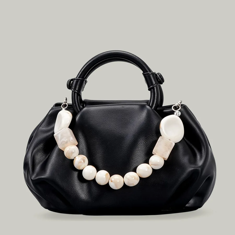 Designer Soft Leather Handbags Pearl Dumplings Bag Brand Ruched Shoulder Crossbody Bags Female High Quality Portable Bag Purses
Designer Soft Leather Handbags Pearl Dumplings Bag Brand Ruched Shoulder Crossbody Bags Female High Quality Portable Bag Purses