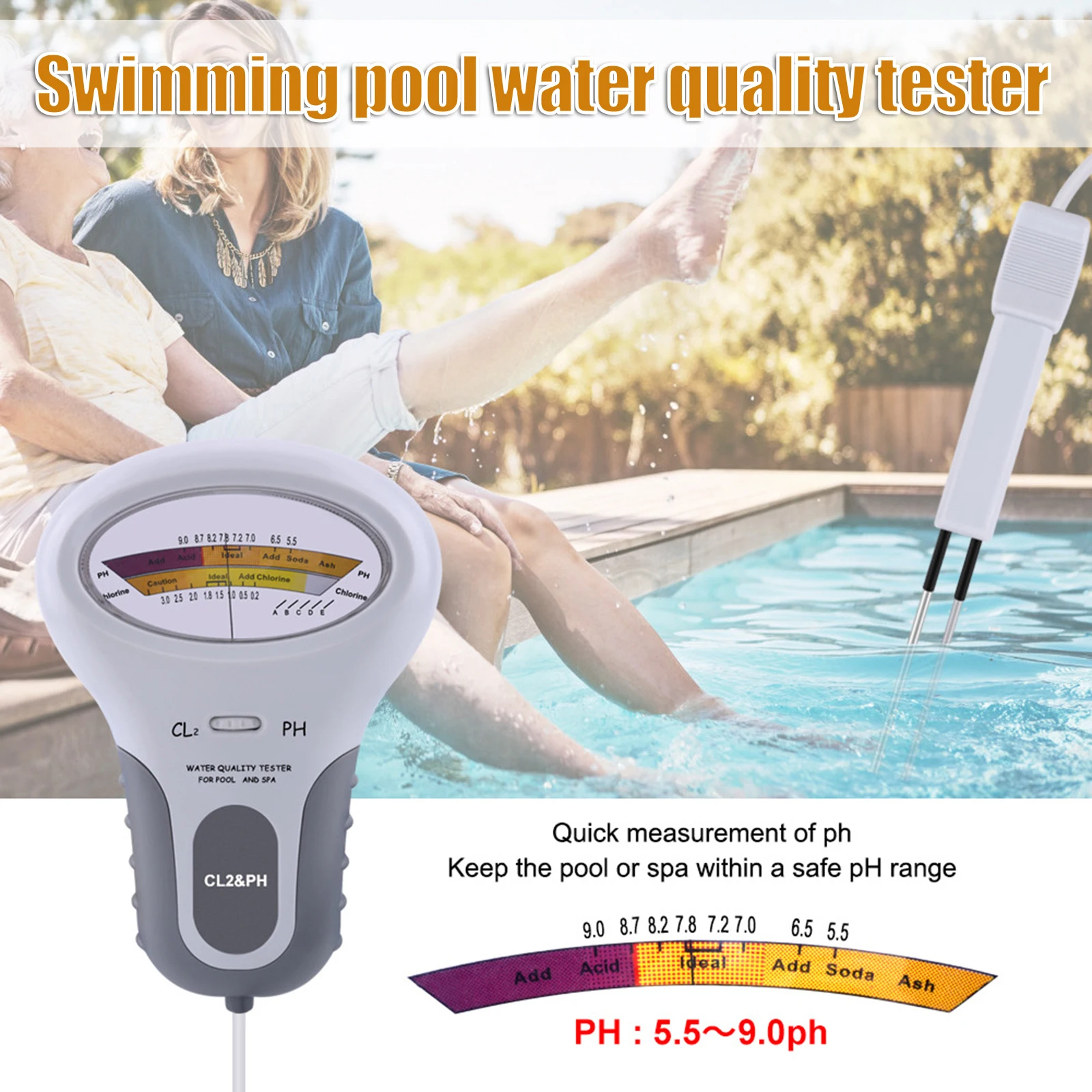 PH Meter & Chlorine Level CL2 Meter Combo Portable 2 in 1 Water Quality Dial Tester for Pool Spa Drinking Water
PH Meter & Chlorine Level CL2 Meter Combo Portable 2 in 1 Water Quality Dial Tester for Pool Spa Drinking Water