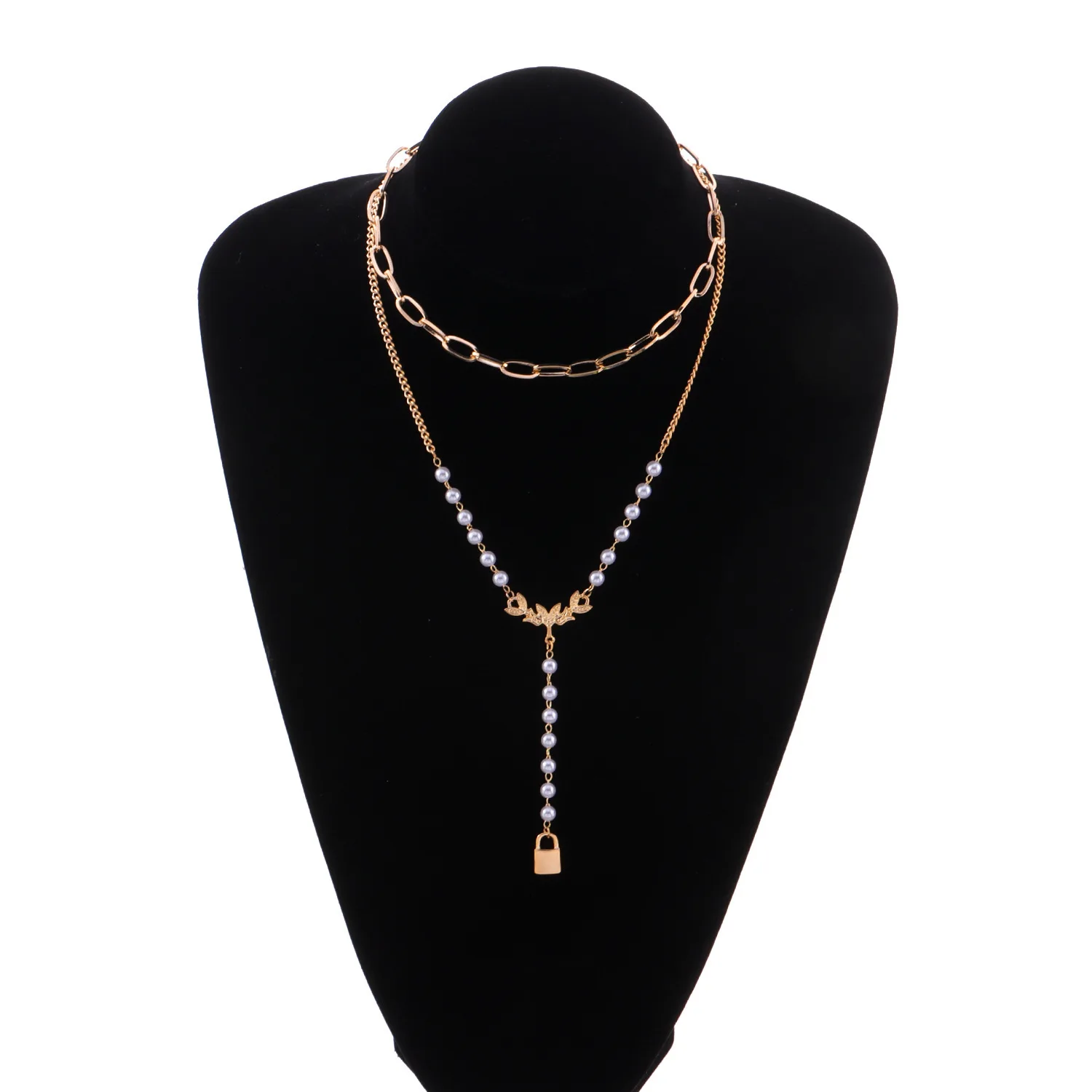 Fashion Elegant Lady Necklace Sexy Women Clavicle Chain Set Pearl Chain Lock Chain Retro Long Pendant Jewelry Layered Necklace
Fashion Elegant Lady Necklace Sexy Women Clavicle Chain Set Pearl Chain Lock Chain Retro Long Pendant Jewelry Layered Necklace
