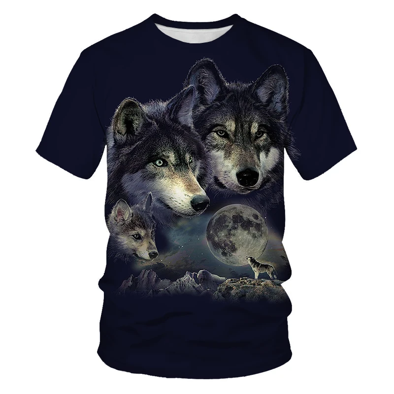 Summer loose and comfortable men's and children's short-sleeved cool lone wolf pattern 3D printed T-shirt
Summer loose and comfortable men's and children's short-sleeved cool lone wolf pattern 3D printed T-shirt