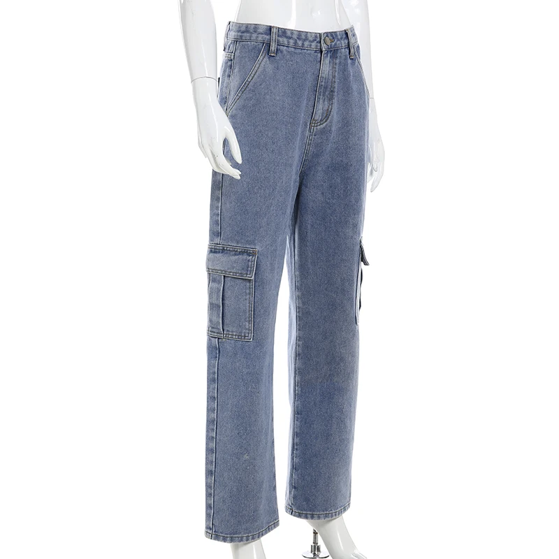 Weekeep Pockets Patchwork High Waist Jeans Women Streetwear Straight Jean Femme Blue 100% Cotton Cargo Pants
Weekeep Pockets Patchwork High Waist Jeans Women Streetwear Straight Jean Femme Blue 100% Cotton Cargo Pants