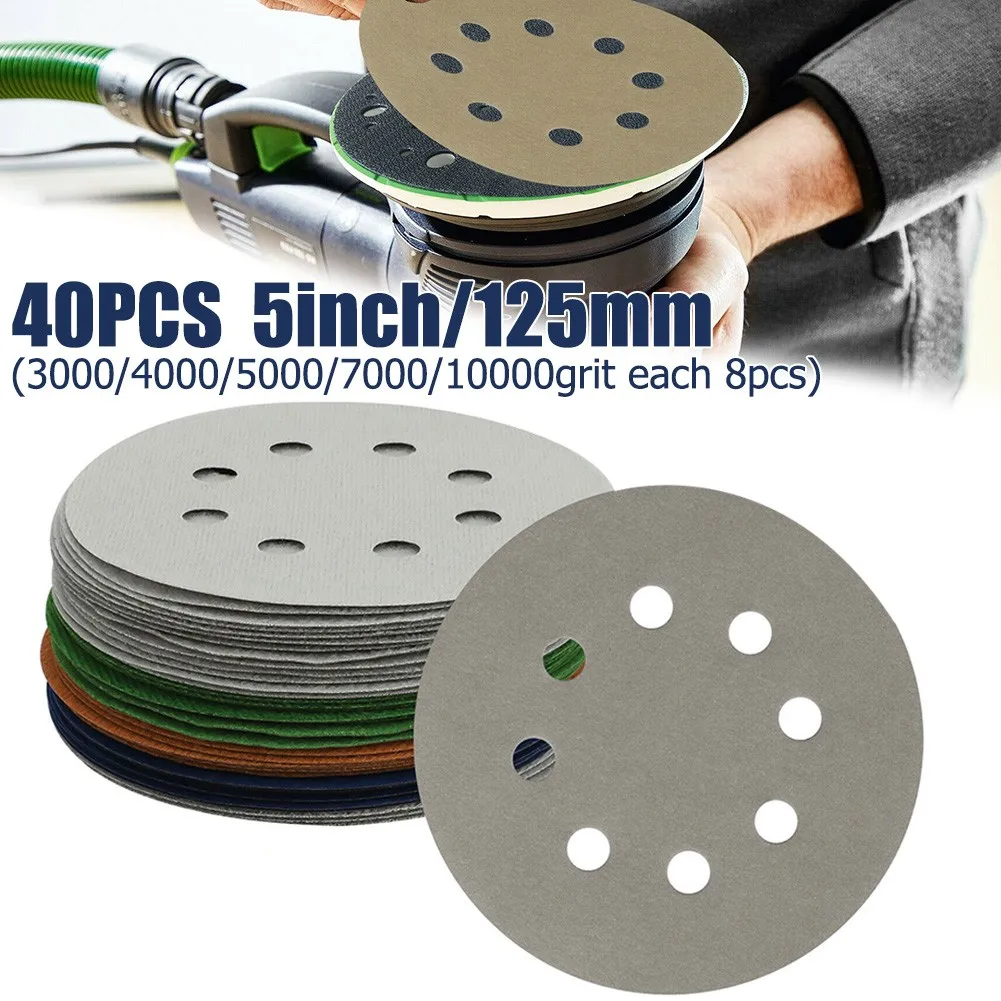 40PCS 8 Hole 5-inch Sanding Discs Hook Loop Sandpaper Orbital Sander Set 5inch 3000-10000Grit Sanding Discs
40PCS 8 Hole 5-inch Sanding Discs Hook Loop Sandpaper Orbital Sander Set 5inch 3000-10000Grit Sanding Discs