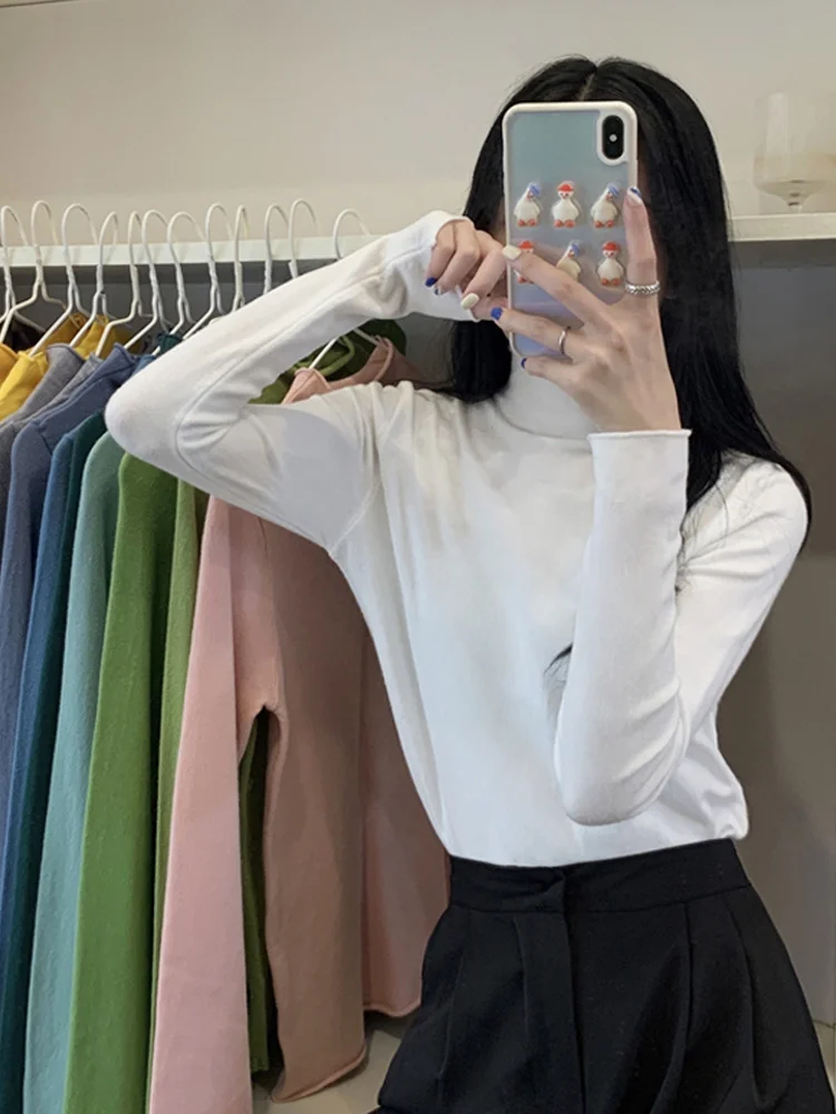 Half High Collar Bottomed Blouse Women's White Long Sleeve Sweater 2021 New Design Slim Clothes
Half High Collar Bottomed Blouse Women's White Long Sleeve Sweater 2021 New Design Slim Clothes